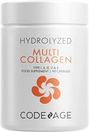 Codeage Multi Collagen Protein Capsules, Type I, II, III, V, X, Grass Fed & Hydrolyzed Collagen Pills Supplement, All in One Collagen, Bone Broth,...