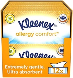 kleenex allergy comfort tissues pack of 12 tissue boxes hayfever allergy