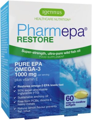 Pharmepa Restore - 1000 mg Pure EPA Omega-3 from Wild Fish Oil, 1-Month Supply - 60 Capsules