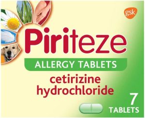 Piriteze Allergy Relief Tablets, 24-Hour Max Strength Cetirizine Antihistamine Tablets, Pack of 7