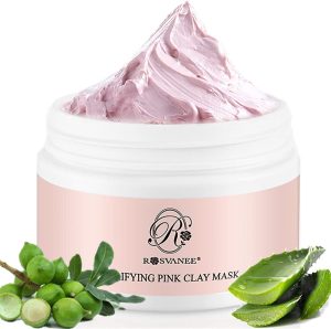 ROSVANEE Deep Cleansing Pink Clay Mask For Acne Treatment, Blackhead Remover, Anti-Aging,Pore Minimizer,Oil Control,Hydrating Facial Mud Mask for...