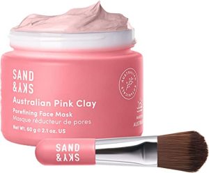 Sand & Sky Australian Pink Clay Mask Set - Pink Clay Face Mask & Facial Brush Applicator Gift Set | Facial mask for Pore Minimizer & Acne Treatment