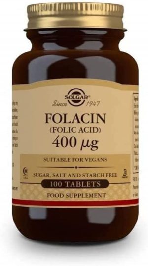 Solgar Folacin (Folic Acid) 400 µg Tablets - Pack of 100 - Supports Maternal Tissue Growth - Reduce Tiredness and Fatigue - Vegan and Gluten Free