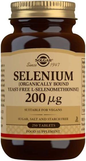 Solgar Selenium 200g - Yeast Free - Healthy Hair & Nails - Supports the Metabolism - Vital Mineral - 250 Tablets