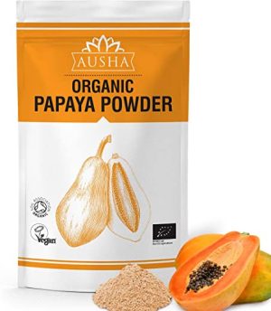 Ausha Organic Papaya Fruit Powder 100gm | Digestion Aid,Acid Reflux,Rich in Iron,VitaminC | Soil Association