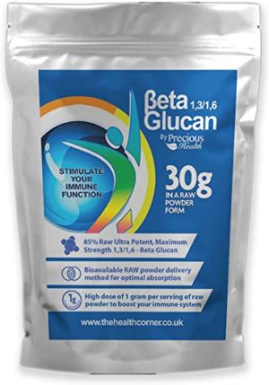 Beta Glucan Powder - Premium Quality Beta Glucans - 1,3/1,6, 30g Pouch – 85% Raw Ultra Potent, Maximum Strength, (Bakers Yeast) Supports Immune...