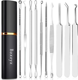 Blackhead Remover Pimple Popping Tool Kit, Boxoyx 10Pcs Professional Pimple Comedone Extractor Popper Tool Acne Removal Kit-Treatment for Pimple,...