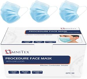 British Brand | Omnitex 50pk 3ply Premium Type II Disposable Surgical Face Mask | EN14683 98% Filtration Medical Grade Type 2 with Ear Loops