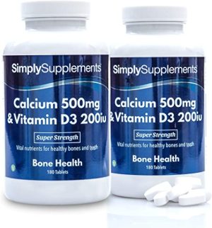 Calcium 500mg with Vitamin D3 200iu | Strong Bones & Healthy Teeth | Vegetarian Friendly | 2X 180 (360) Tablets | Manufactured in The UK