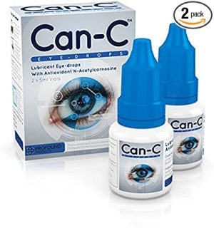 Can-C (N.A.C.) Eye Drops, Lubricant eyedrops with antioxidant n-acetylcarnosine. 2 Vials of 5 ml