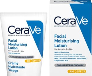 CeraVe AM Facial Moisturising Lotion SPF 25 for Normal to Dry Skin 52ml with UV Protection and 3 Essential Ceramides