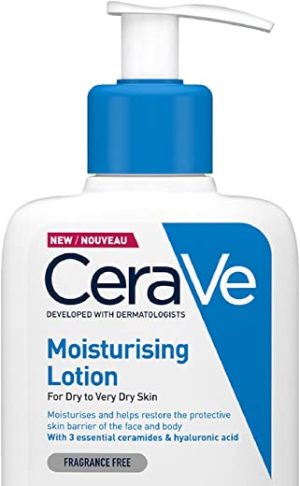 CeraVe Moisturising Lotion, with hyaluronic acid and 3 essential ceramides, Daily Face & Body Moisturiser for Dry to Very Dry Skin (Packaging may...