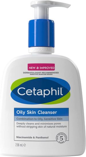 Cetaphil Oily Skin Cleanser, Face Wash, 236ml, For Combination to Oily Sensitive Skin, With Niacinamide