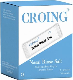 CROING 160 Packets Neti Pot Salt, Nasal Rinse Salt, Sinus Rinse Salt, Nose Wash Sachets, Nasal Irrigate Salt, Nasal Flush Saline, Sinus Relief