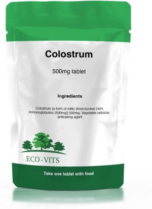 ECO-VITS HIGH IMMUNOGLOBULIN COLUSTRUM (500MG) 60 TABS. Recyclable Packaging. Sealed Pouch
