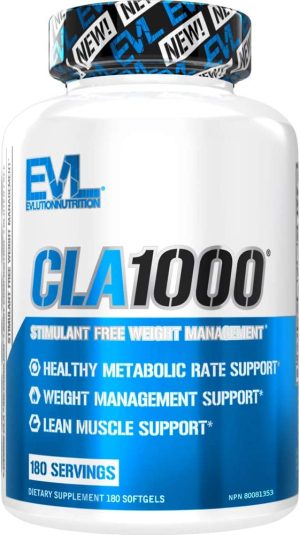 Evlution Nutrition CLA1000, Conjugated Linoleic Acid, Weight Loss Supplement, Metabolism Support, Stimulant-Free (180 Servings)