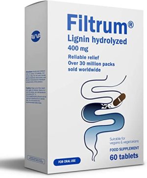 Filtrum 400mg 60 Tablets – Fast Acting and Super Absorbent Lignin Hyrolized Enterosorbent – Clinically Shown to Reduce Unpredictable Bowel...