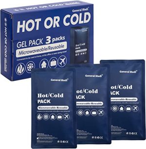 General Medi Hot & Cold Reusable Gel Pack Compress Wrap - Pack of 3 - Great for Migraine Relief, Sprains, Muscle Pain, Bruises, Injuries