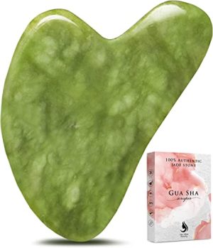 Gua Sha Set for Face | 100% Authentic Natural Jade Gua Sha Jade Roller Face Roller | Premium SkinCare, Original Gua Sha Facial Tools, GuaSha Face...