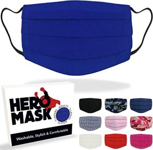 Hero Mask Blue Reusable Face Mask UK from 3 Layers of Blended Cotton | Unisex Reusable Blue Face Mask | Made in London | Wash Over 100 Times and...