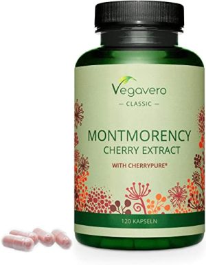 Montmorency Cherry Vegavero® | 4000mg (8:1) Extract with 100 mg Powder (CherryPURE®) | 4 Month Supply (120 Capsules) | with 5% Vitamin C & 2%...