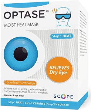 Optase Moist Heat Eye Mask - Washable and Reusable Heated & Cooling Gel Eye Mask - HydroBead Technology for Dry Eye Relief