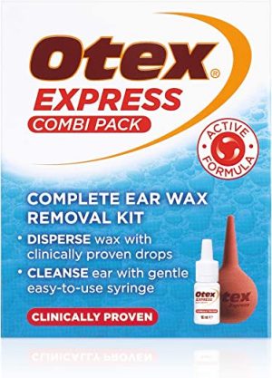 otex express combi pack clinically proven ear wax removal kit with drops and