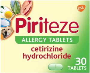 Piriteze Antihistamine Allergy Relief Tablets, Cetirizine, Hay Fever Tablets - 30 Count (Pack of 1)