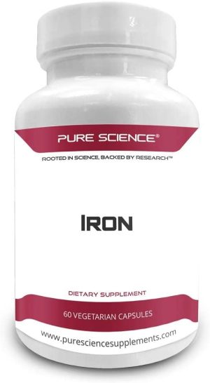 pure science iron as ferrous sulfate 65mg with 5mg bioperine 60