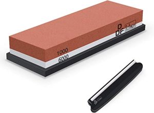 Sharpening Stone, DDF IohEF Whetstone grit 1000/6000, Professional 2-in-1 Double-Sided Knife Sharpener with Non-Slip Silicone Base and Angle Guide