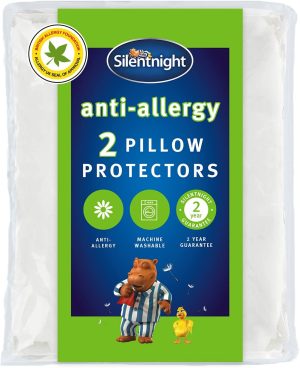 Silentnight Anti-Allergy Pillow Protectors – Pack of 2 Quilted Pillow Protectors with Anti-Allergy and Anti-Bacterial Fibres to Prevent Allergies –...