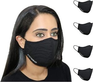 Step Ahead ® | 5 Pack Triple Layer Cotton Black Face Mask (Pack of 5) | Unisex Reusable Fashion Washable | Nano Mesh Water Repellent Layer |...