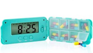 Tabtime Super 8 Daily Pill Reminder with Timer, Pill Organiser for Setting Alarms and Taking Medicine, Tablet Dispenser for Individuals with...