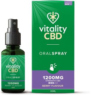 Vitality CBD Oral Spray with MCT Oil, 30ml Berry ,1200mg of CBD