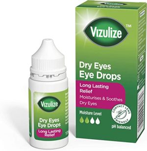 Vizulize Dry Eyes Eye Drops 10ml - Long Lasting Relief, Moisturizes & Soothes Dry Eyes