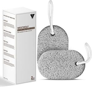 WestWolf Pumice Stone for Feet, Grey-Pack of 2 Organic, Skin Friendly, Durable Feet Scrubber, Exfoliator and Callus Remover- for Mani, Pedicure and...