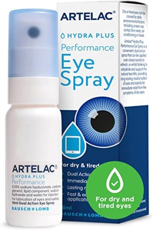 Artelac Eye Spray, Hydra Plus Performance Dry Eye Spray, Dry Eyes Treatment, Immediate Relief Eye Spray For Tired And Dry Eyes, Preservative Free...