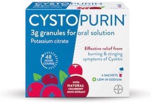 cystopurin cystitis relief cranberry flavour and low in sodium 6 sachets