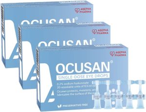 OCUSAN® by AGEPHA Eye Drops SDU (Single dose Units) for Dry Eyes Suitable for use with All Contact Lenses | Preservative Free | hyaluronic Acid...