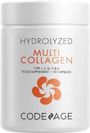 Codeage Multi Collagen Protein Capsules, Type I, II, III, V, X, Grass Fed & Hydrolyzed Collagen Pills Supplement, All in One Collagen, Bone Broth,...