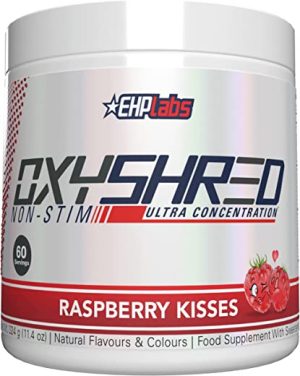 EHPlabs OxyShred Non-Stimulant Shredding Supplement - Promotes Shredding, Energy Booster, Pre-Workout, Mood Booster - Raspberry Kisses, 60 Servings