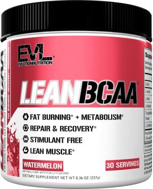 Evlution Nutrition LeanBCAA, BCAA’s, CLA and L-Carnitine, Stimulant-Free, Recover and Burn Fat, Sugar and Gluten Free, 30 Servings (Watermelon)