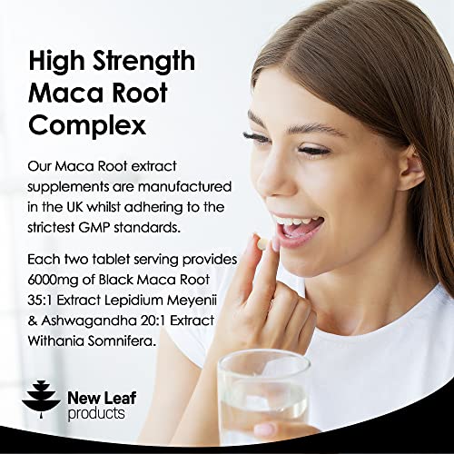 Maca Root 6000mg High Strength With Ashwagandha 180 Vegan Black Maca Root Tablets Not