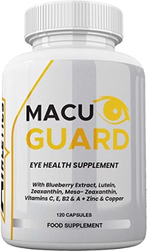 MacuGuard+ Eye Supplement - 120 Capsules - Zeaxanthin, Meso Zeaxanthin, Lutein, Blueberry Extract Plus Vitamins and Minerals - Premium UK Made