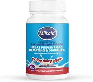 Milkaid Lactase Enzyme Chewable Tablets for Lactose Intolerance Relief | Prevents Gas, Bloating & Diarrhoea | Fast Acting Dairy Digestive...