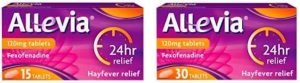 Allevia 120 mg Tablets Fexofenadine - Hayfever Allergy Relief – Pack of 45 – 24hr Relief from Symptoms Including Sneezing, Watery Eyes, Itchy &...