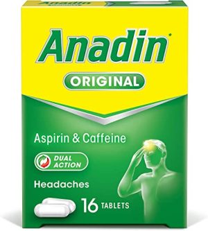 Anadin Original Pain Relief Tablets, Aspirin & Caffeine Headache Tablets, Pack of 16