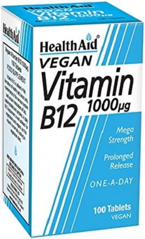 HealthAid Vitamin B12 (Cyanocobalamin) 1000ug - Prolong Release - 100 Tablets