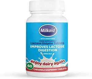 Milkaid Lactase Enzyme Chewable Tablets for Lactose Intolerance Relief | Prevents Gas, Bloating & Diarrhoea | Fast Acting Dairy Digestive...