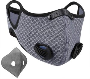 NUÜR Face Mask with Dual Air Filtration Valves, Soft Plastic Nose Clip and Strap for Protection, One Extra Replaceable Filter Provided, Washable,...